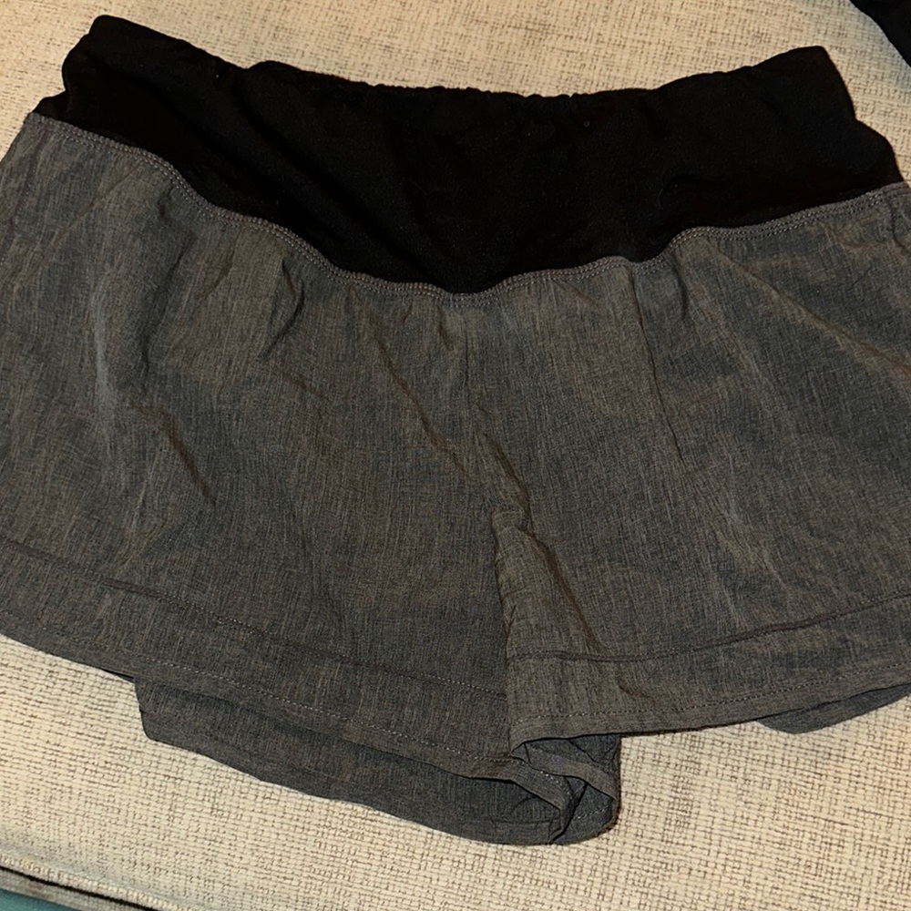 Women’s Champion Black and Gray Lined Athletic Shorts with Elastic Waistband
